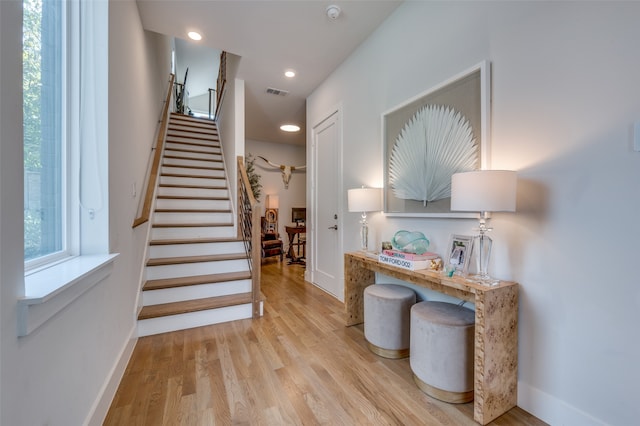 entryway with light wood-type flooring