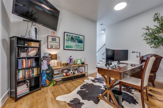 home office featuring light wood-type flooring