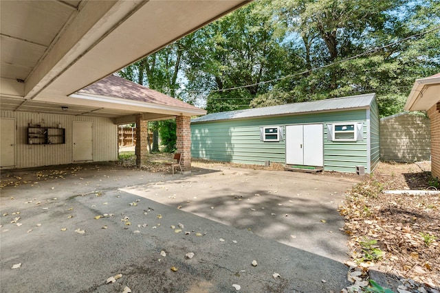 garage with a carport