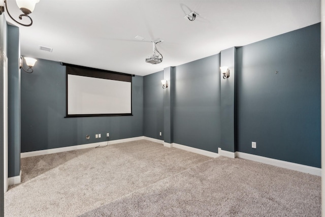 view of carpeted cinema room