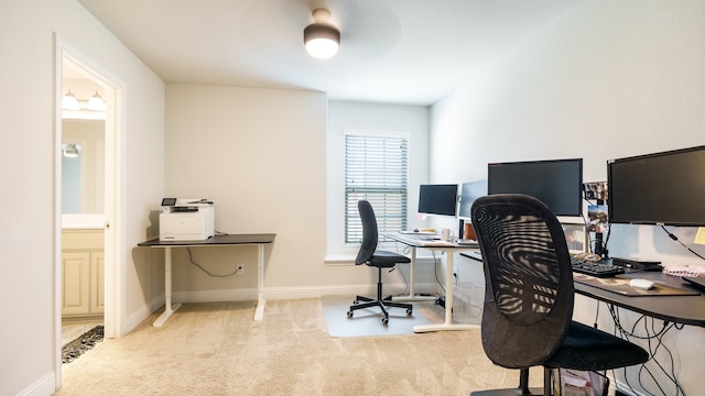 office area with light carpet