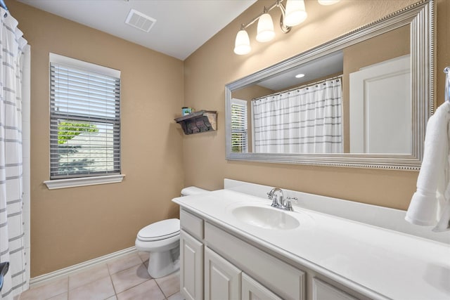 bathroom with tile patterned floors, vanity, and toilet