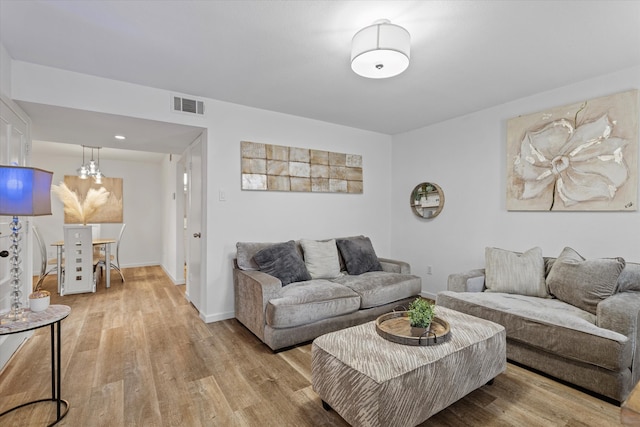 living room featuring light hardwood / wood-style flooring