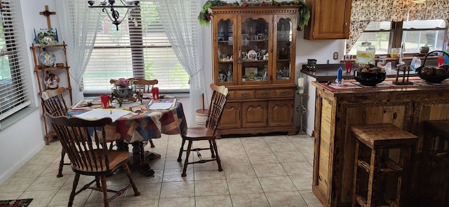 kitchen featuring light tile patterned flooring