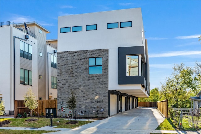 modern home featuring a garage