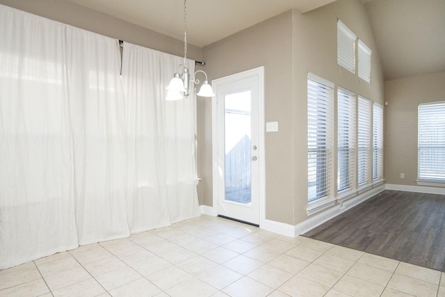 interior space with an inviting chandelier