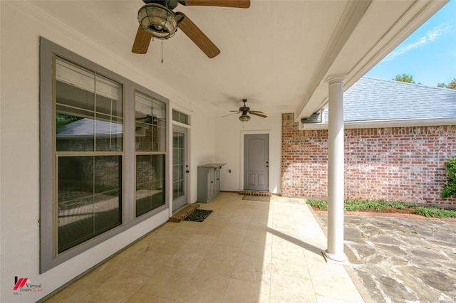 view of patio with ceiling fan