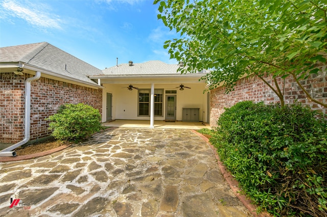 back of house featuring ceiling fan and a patio