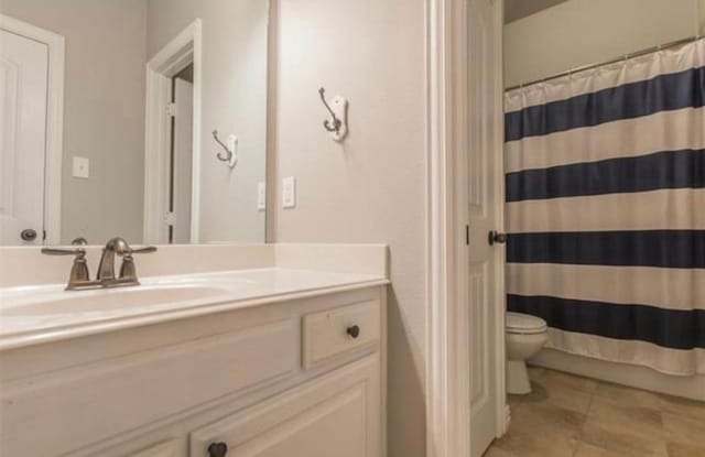 bathroom with vanity, toilet, and a shower with shower curtain