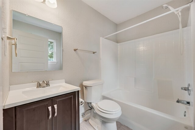 full bathroom with vanity, toilet, and shower / bath combination