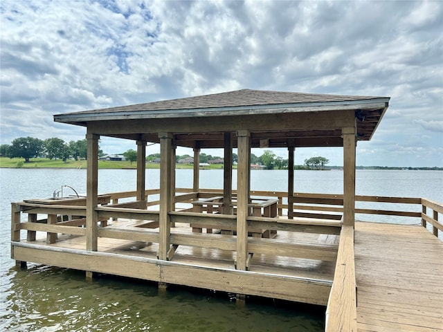 view of dock featuring a water view