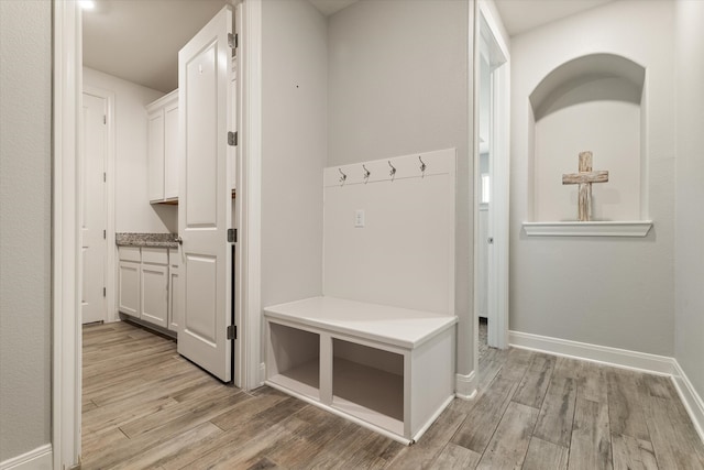 mudroom featuring light hardwood / wood-style floors