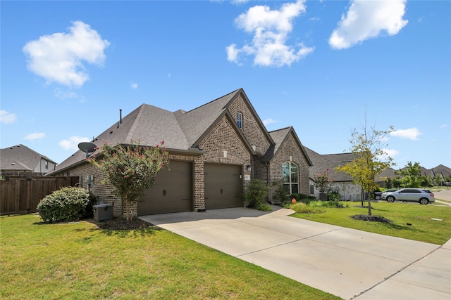 view of front of property featuring a garage and a front yard