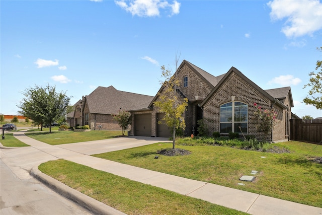 view of front of house featuring a garage and a front yard