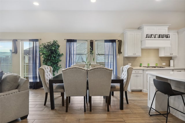 dining area with light wood-type flooring