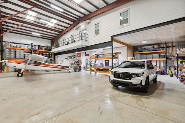 garage featuring a workshop area