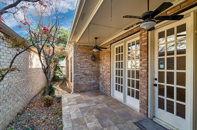 view of patio / terrace featuring ceiling fan