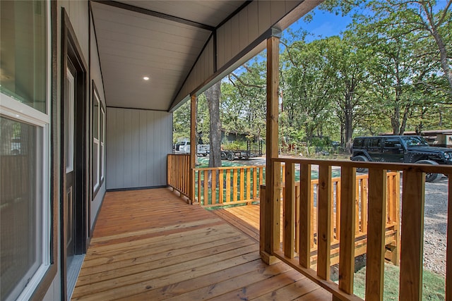 wooden terrace with covered porch