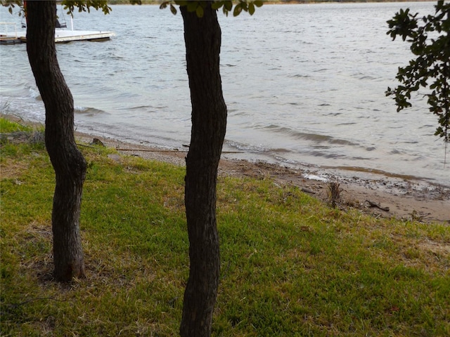 view of water feature with a boat dock