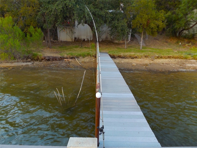 view of dock featuring a water view