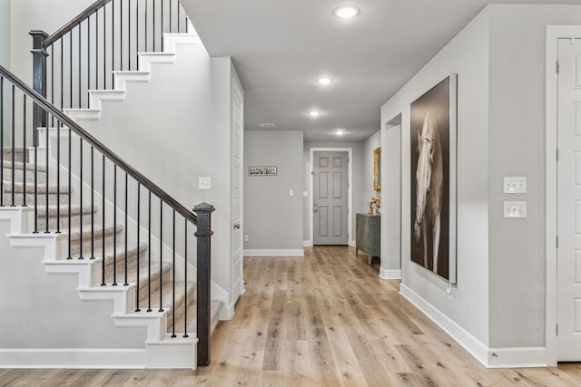 entrance foyer featuring light wood-type flooring