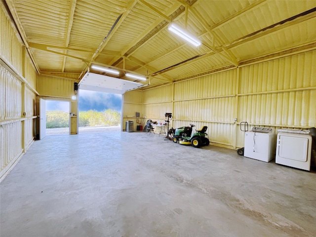 garage with independent washer and dryer