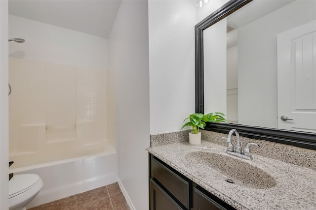 full bathroom with tile patterned flooring, vanity, toilet, and tub / shower combination