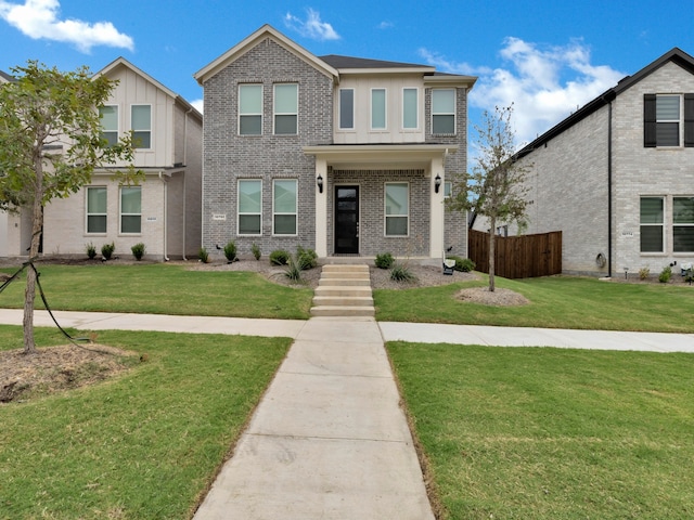 view of front of property featuring a front yard