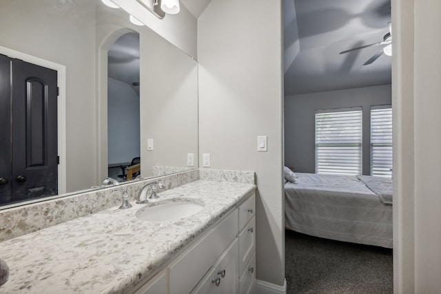 bathroom with vanity and ceiling fan