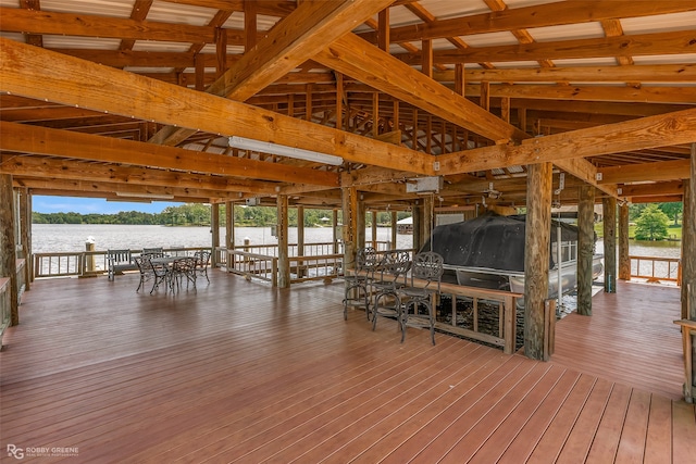 view of dock featuring a water view