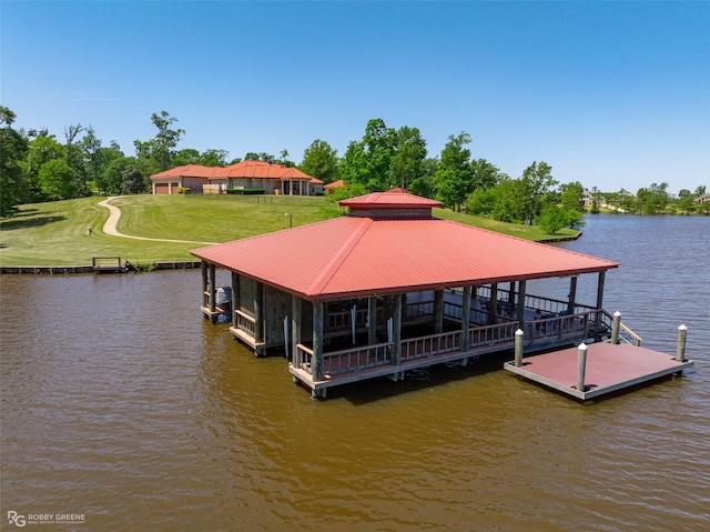 dock area featuring a water view