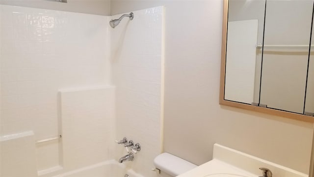 full bathroom with toilet, shower / bathtub combination, and sink