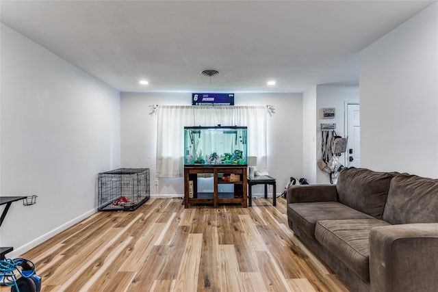 living room featuring light wood-type flooring