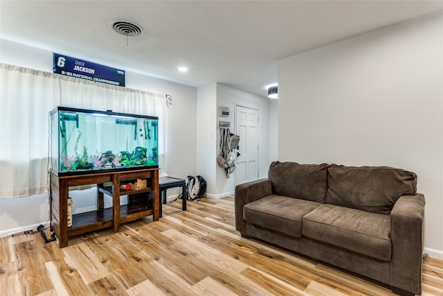 living room with light wood-type flooring