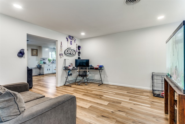 interior space with light hardwood / wood-style floors