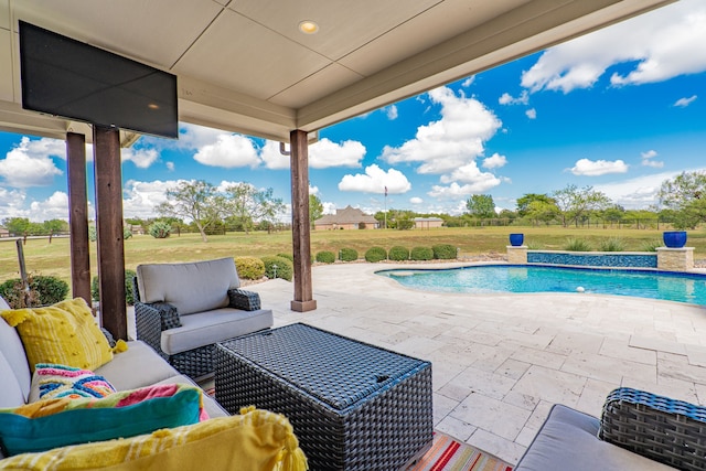 exterior space with an outdoor hangout area