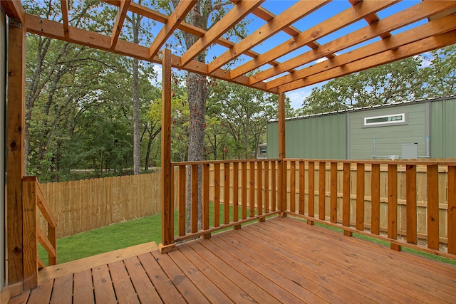 wooden deck with a pergola