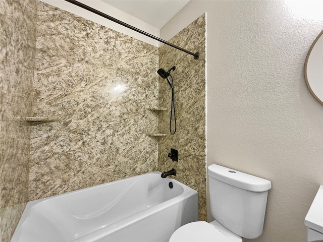 bathroom featuring toilet and tiled shower / bath combo