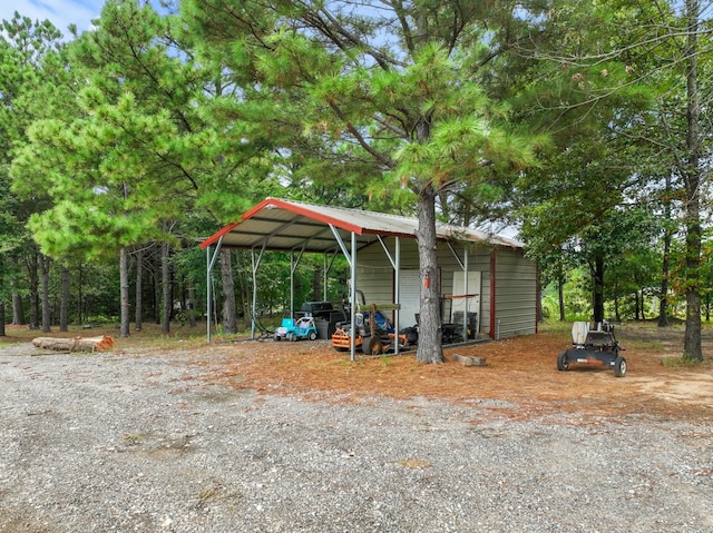 exterior space featuring a carport