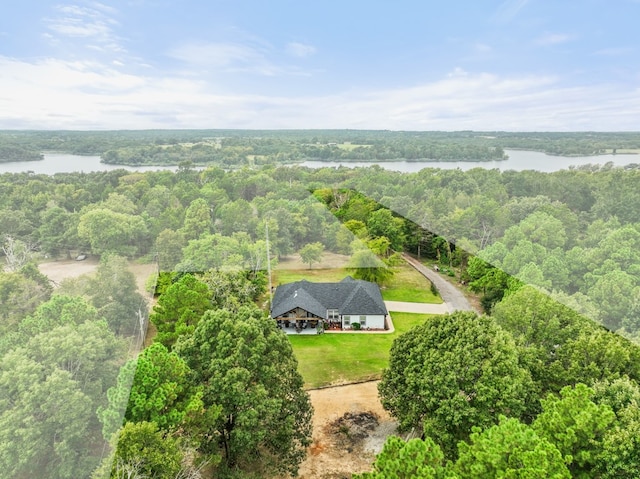 bird's eye view featuring a water view