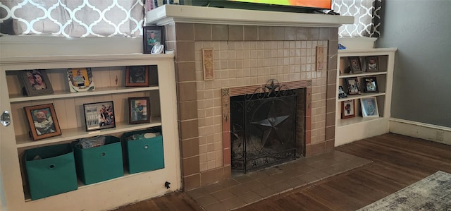 interior space with dark hardwood / wood-style flooring