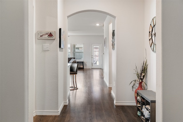 corridor featuring dark hardwood / wood-style floors