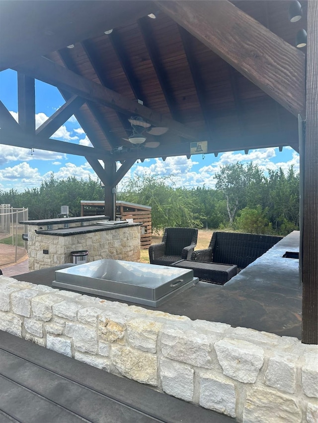 view of patio featuring a gazebo and area for grilling