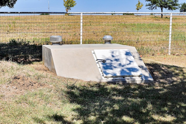 view of storm shelter