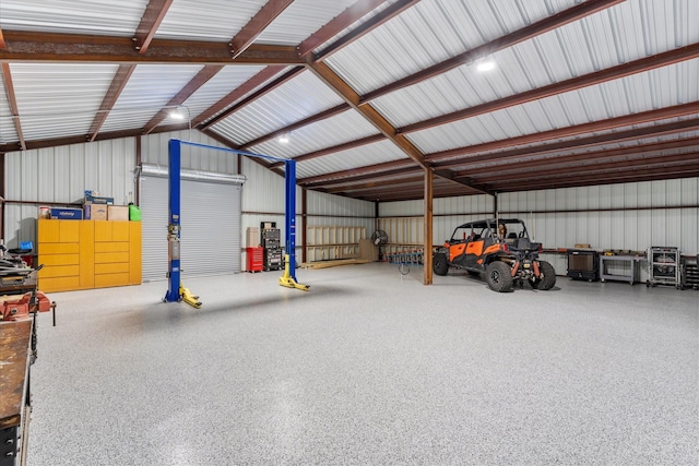 garage featuring metal wall