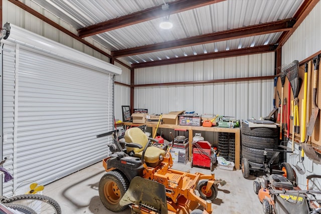 garage featuring metal wall