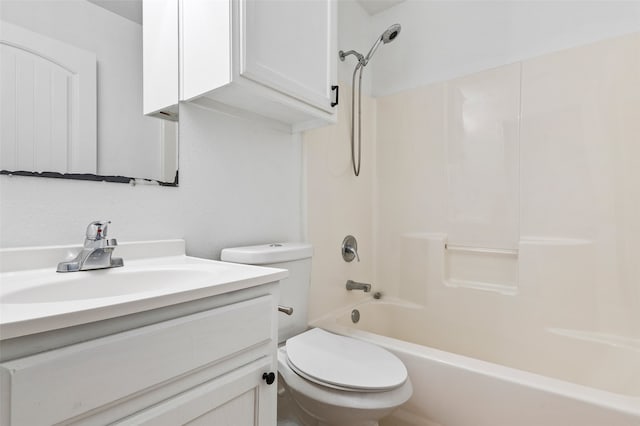 full bathroom featuring shower / bathtub combination, toilet, and vanity