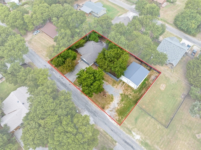 91 Pecan Dr, Pottsboro, TX 75076 - aerial perspective of suburban area featuring property parcel outlined