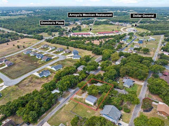 91 Pecan Dr, Pottsboro, TX 75076 - aerial view of property and surrounding area with property parcel outlined