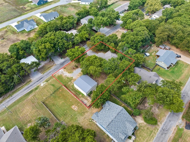 91 Pecan Dr, Pottsboro, TX 75076 - aerial perspective of suburban area featuring property parcel outlined